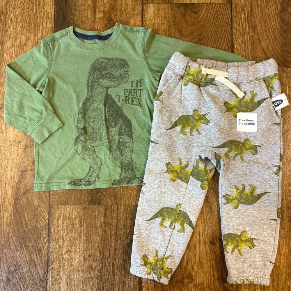Toddler Baby Boy 2T Sweat Suits Clothes Lot Pants Hoodie Shirts Outfits Dinosaur